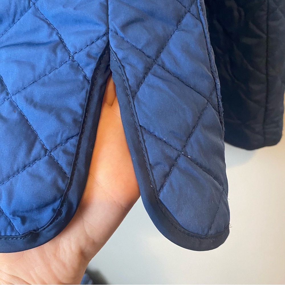 Lands End Quilted Zip Snap Jacket Barn Chore Coat Classic Heritage Puffer Blue M - Picture 9 of 16